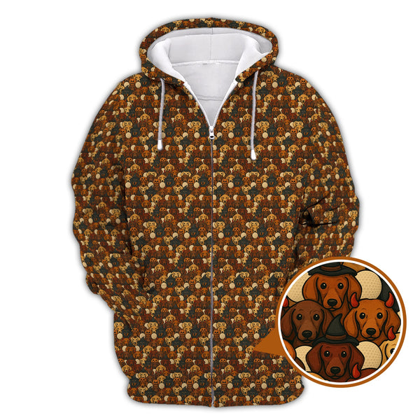 Maxcorners Dachshund Pattern Golf Shirt, Halloween Golf Shirt, Golf Gift For Golfers, Dachshund Golf Shirt For Men