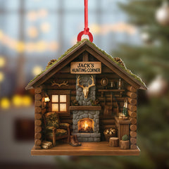 Maxcorners Personalized Hunterâ€™s Cabin Ornament, Custom Log Cabin Christmas Decoration for Outdoor Lovers

 LM0411