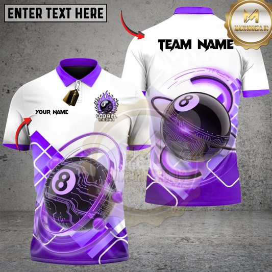 Maxcorners Billiards 8-Ball Mecha Multicolor Customized Name, Team Name 3D Shirt