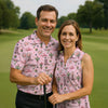 Maxcorners Pink Western Boots Roses Cactus Pattern Hawaiian Golf Shirt, Printed Golf Shirt, Women’s Golf Apparel LM1507