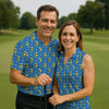 Maxcorners Cartoon Cactus Golfer Blue Golf Shirt, Women’s Golf Polo, Golf Tops For Women, Printed Golf Shirt LM1507