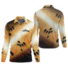Maxcorners Yellow Fish Scale Fishing UPF Shirts, Custom Fishing Shirt, Gift For Fisherman, Mens Casual Shirts