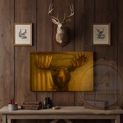 Maxcorners Moose Peeking from Shower Curtain Wrapped Canvas