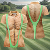Maxcorners Funny Hairy Chest Illusion Golf Polo Shirt, Women's Golf Tops, Printed Golf Shirt LM1507