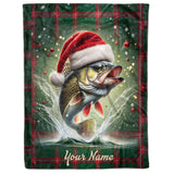 Maxcorners Custom Name Christmas Walleye Fishing Blanket