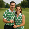 Maxcorners St Patrick's Day Shamrock Argyle Pattern Green And White Argyle Golf Shirt, Women's Golf Tops, Ladies Golf Polos