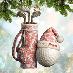 Maxcorners Personalized Golf Ornament, Toile De Jouy Ornament For Golfer, Golf Ornament With Custom Name, Golf Christmas Ornaments