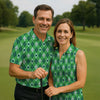 Maxcorners Lucky Four Leaf Clover Golf Ball Pattern Argyle Pattern St Patrick's Day Golf Shirt, Polo Shirts For Men
