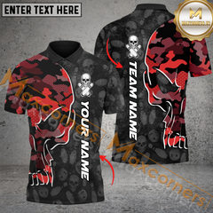 Maxcorners Skull Camo Bowling Jersey Multicolor Options Personalized Name, Team Name 3D Shirt