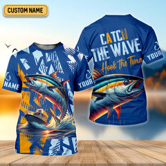 Maxcorners Catch The Wave Hook The Tuna SPF Shirts, Fishing Shirts For Men, Fisherman Gift