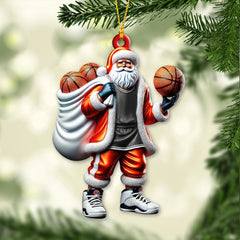 Maxcorners Custom Name Basketball Santa Ornament, Basketball Lover Christmas Gift 2D Flat LM2111
