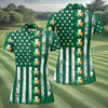 Maxcorners Irish Shamrock Vertical Stripes St Patrick's Day Golf Shirt, Women's Golf Shirts, Ladies Golf Polos