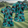 Maxcorners Black Cat Tropical Monstera Hawaiian Golf Polo Shirt, Golf Shirts For Women, Women's Golf Apparel LM1507