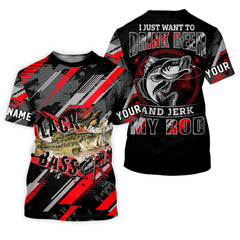 Maxcorners Bass Fishing UPF Shirts, I Just Want to Drink Beer and Jerk My Rod, Funny Fishing Shirt, Gift For Fisherman