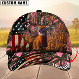 Maxcorners Deer Hunting American Flag Camouflage Pattern Multicolor Personalized Name 3D Cap