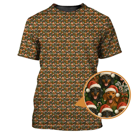 Maxcorners Dachshund Golf Shirt For Men, Christmas Pattern Golf Shirt, Funny Golf Shirt For Golfer