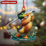 Maxcorners Personalized Acrylic Duck Golf Christmas Ornament â€“ Custom Name Funny Hunter Gift for Golf Lovers LM0110
