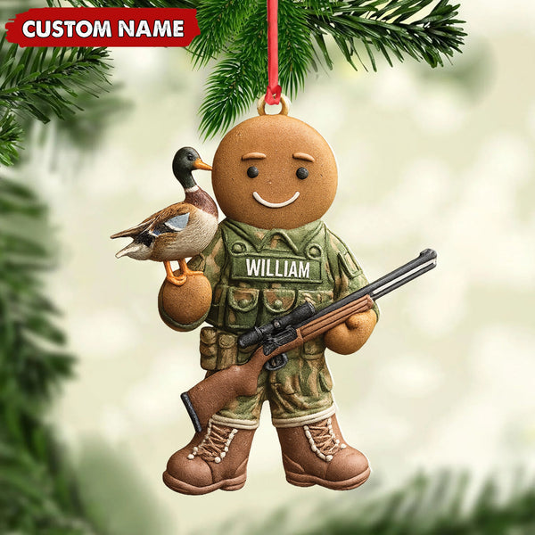 Maxcorners Personalized Hunter Gingerbread Christmas Ornament – Funny Acrylic Holiday Decor Gift LM0411