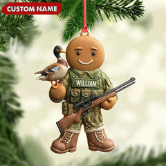 Maxcorners Personalized Hunter Gingerbread Christmas Ornament - Funny Acrylic Holiday Decor Gift LM0411
