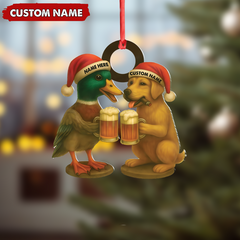 Maxcorners Custom Duck & Dog Acrylic Christmas Ornament - Personalized Hunter Gift LM0411