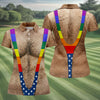 Maxcorners Funny Hairy Chest Rainbow Suspenders Golf Polo, Golf Shirts For Women, Women's Golf Apparel LM1507