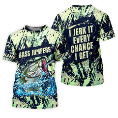 Maxcorners Bass Jumpers Fishing Shirts, I Jerk It Every Chance I Get, SPF Long Sleeve Shirts, Fishing Shirts For Men