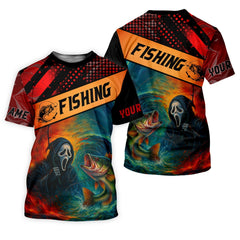 Maxcorners Ghost Face Fish Mens Sun Protection Shirts, Fishing Jersey, Fisherman Gift, Fishing Shirts For Men