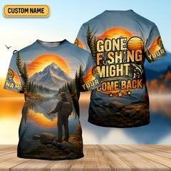 Maxcorners Gone Fishing Might Come Back SPF Shirts, Custom Fishing Shirts, Fishing Shirts For Men, Funny Fisherman Gift