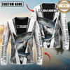 Maxcorners Fishing Black White Hexagon Hoodie Design Sun Protection Personalized Name, Team Name Long Sleeve Hooded