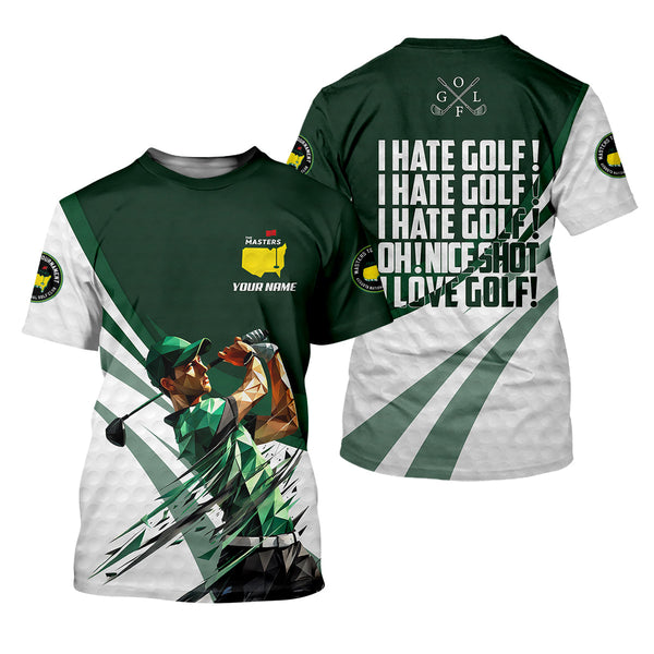 Maxcorners I Hate Golf Augusta Masters Tournament Custom Men's Golf Polo Shirt, Funny Gift For Golfer