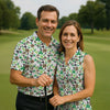Maxcorners Leopard Pattern St Patrick's Day Shamrock Golf Shirt, Fun Women's Golf Shirts, Women's Golf Tops