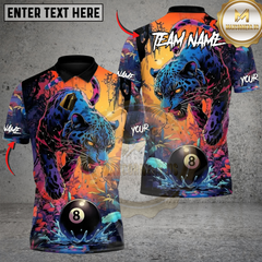 Maxcorners Billiards Dark Neon Panther Legend 8 Ball Personalized Name 3D Unisex Shirt