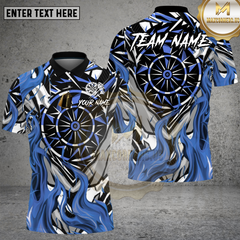 Maxcorners Darts Shirt Abstract Red Flames with Geometric Dartboard Pattern Multioptions Personalized Name, Team Name Unisex 3D Shirt (4 Colors)