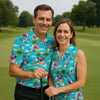 Maxcorners Funny Weightlifting Flamingo Tropical Hawaiian Golf Shirt, Golf Polo For Women, Printed Golf Shirt LM1507