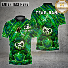 Maxcorners Bowling Shirts Panda Lightning Design Multi Options Personalized Name, Team Name 3D Shirt