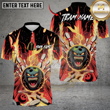 Maxcorners Monster Ball Bowling Personalized Name 3D Unisex Shirt