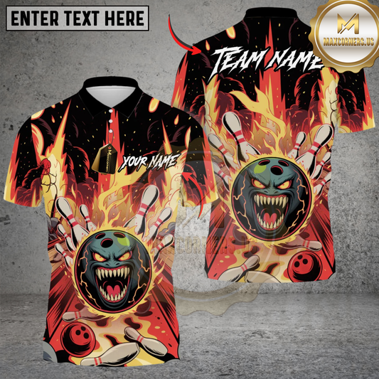Maxcorners Monster Ball Bowling Personalized Name 3D Unisex Shirt