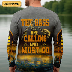 Maxcorners The Bass Are Calling And I Must Go Largemouth Bass Fishing SPF Shirt For Men, Funny Fishing Shirt
