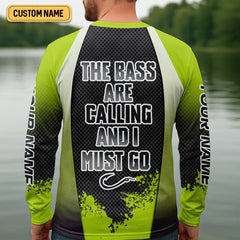 Maxcorners The Bass Are Calling And I Must Go Bass Fishing SPF Shirt For Men, Funny Fishing Shirt, Men's Fishing Shirt