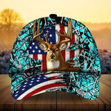 Maxcorners Best US Flag Ragged Deer Hunting Camo Pattern 3D Multicolor Personalized Cap