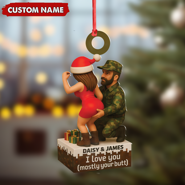 Maxcorners Personalized Funny Hunter Couple Acrylic Ornament – Custom Name Christmas Gift for Him or Her LM0411