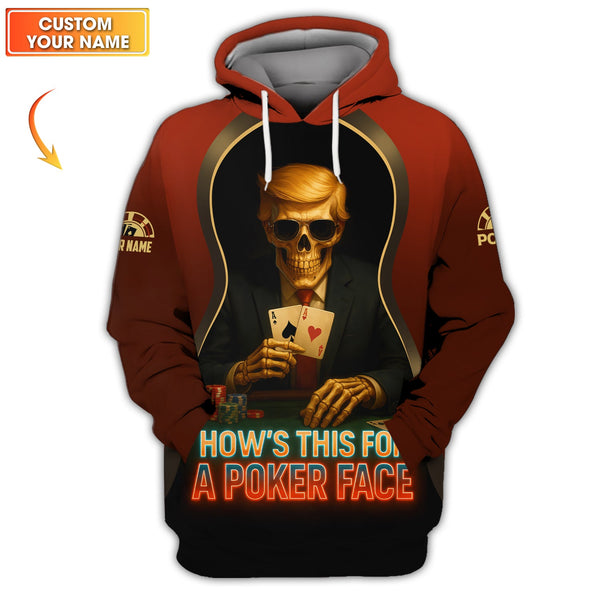 Skull Poker Face Custom Shirt – Trump ACE Card Design – Gift for Poker Players
