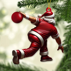 Maxcorners Custom Name Bowling Santa Ornament, Bowling Lover Christmas Gifts 2D Flat LM2211