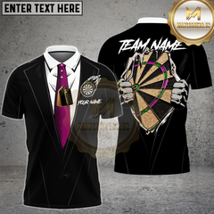 Maxcorners Dart Shirt Tuxedo Style Hidden Dartboard Multioptions Personalized Name, Team Name Unisex 3D Shirt (4 Colors)