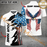 Maxcorners Ball 8 And 9 Eagle Flag Skull Billiard Jersey Mutiloption Personalized Name, Team Name 3D Polo Shirt