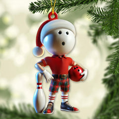 Maxcorners Custom Name Bowling Ornament, Bowling Christmas Gift 2D Flat LM2111