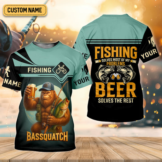 Maxcorners Fishing Solves Most Of My Problems Beer Solves The Rest SPF Shirt, Funny Fishing Shirt, Fishing Shirts For Men