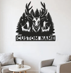 Maxcorners Personalized Deer Hunting Metal Sign WITH LED/WITHOUT LED – Rustic Cabin Wall Decor, Gift for Hunters LM0110