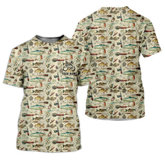 Maxcorners Fishing Gear Items SPF Long Sleeve Shirts, Custom Fishing Shirt, Men Long Sleeve Shirt