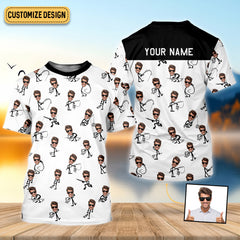 Maxcorners Funny Stick Figure Fishing Pose Custom Face SPF Shirt For Men, Funny Fishing Shirt, Fishing Shirts For Men